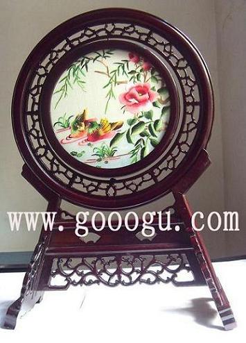 鴛鴦雙面繡，蘇州雙面繡，蘇繡雙面刺繡臺(tái)屏