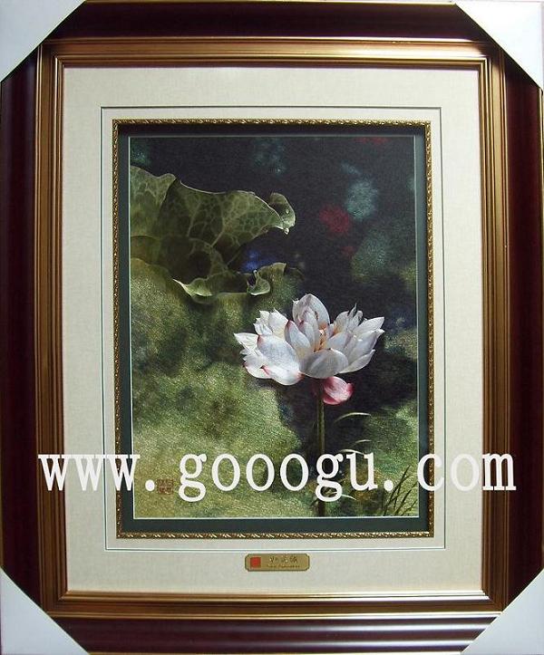 荷花刺繡畫，高檔荷花題材蘇繡畫，蘇繡極品