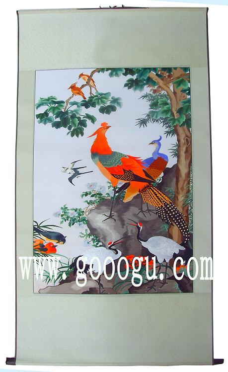 蘇繡掛畫，百鳥朝鳳圖案，容易攜帶的禮品