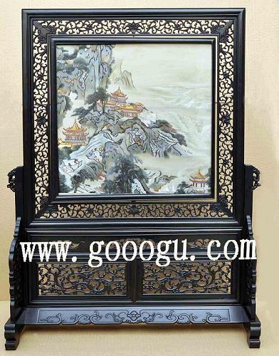 山水雙面繡，山水蘇繡精品，刺繡山水?dāng)[件收藏品