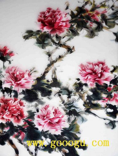蘇繡牡丹精品，牡丹刺繡畫，蘇繡精品畫