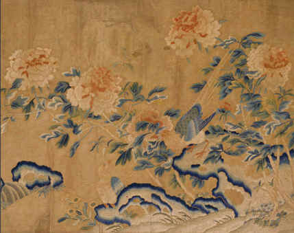 故宮繡品，刺繡收藏品，刺繡牡丹雉雞圖